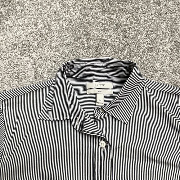 J.Crew Boy Fit Everyday Shirt Womens 4 Black White Striped Long Sleeve Cotton - Picture 3 of 11